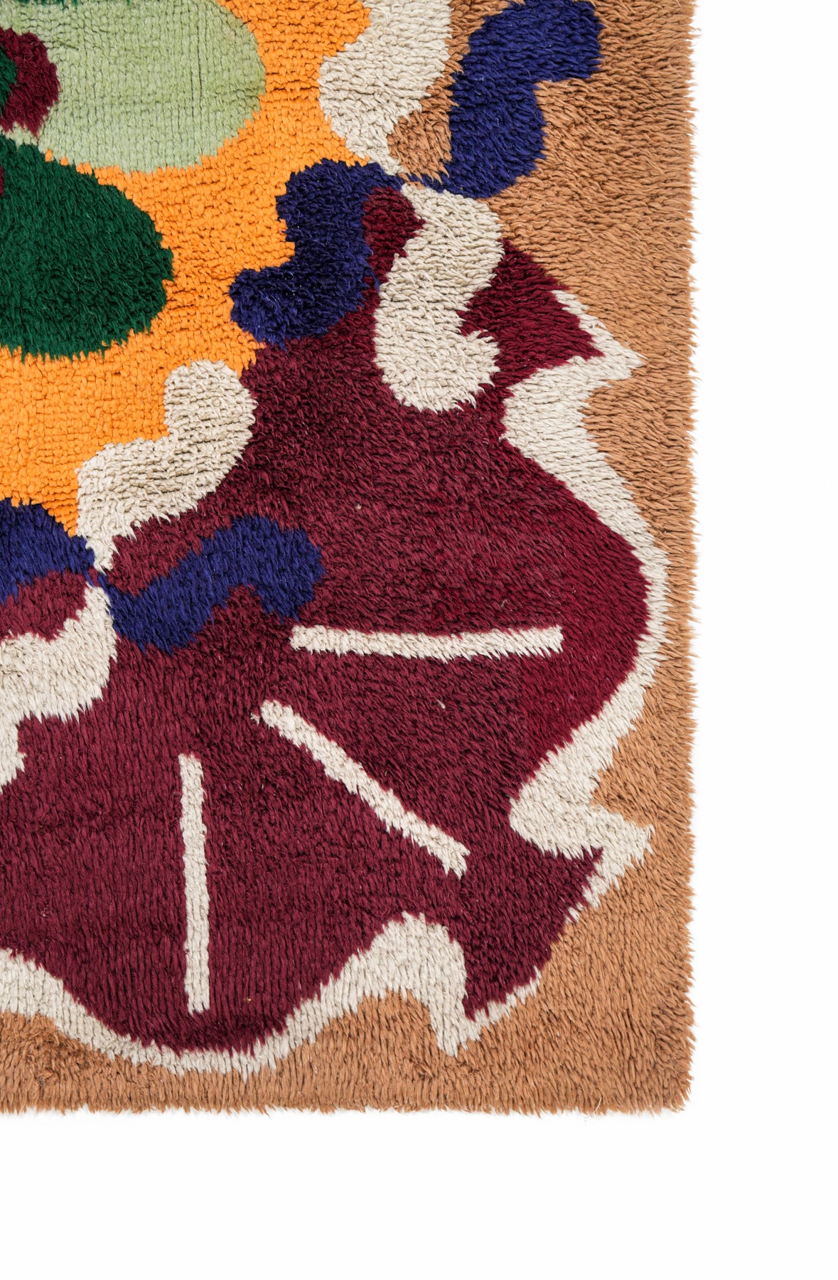 Vintage Scandinavian Latch Hook Rug 7'7" x 5'10"
