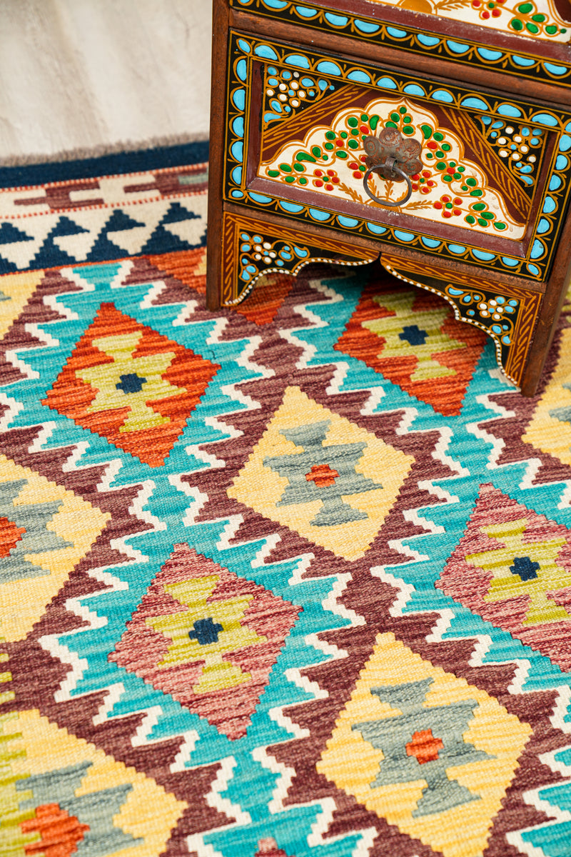 Modern Afghan Shirvan Kilim 4'8" x 3'5"