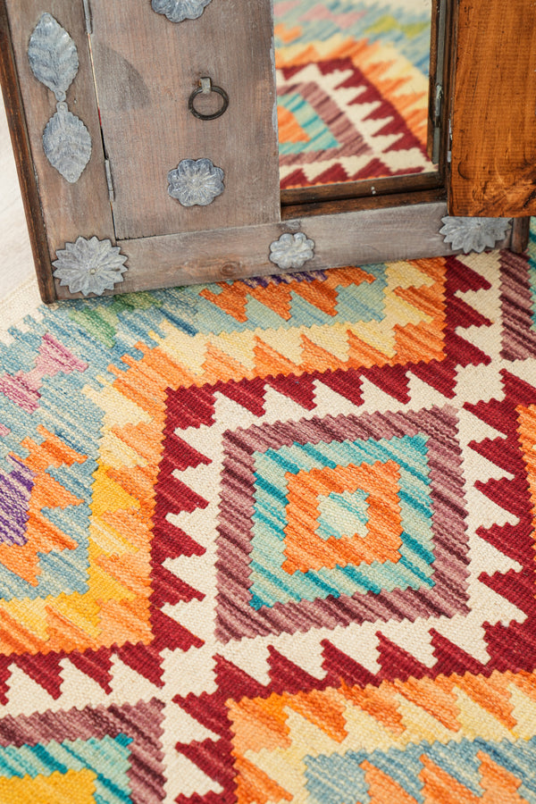 Modern Afghan Hallway Kazak Kilim 6'6" x 2'4"