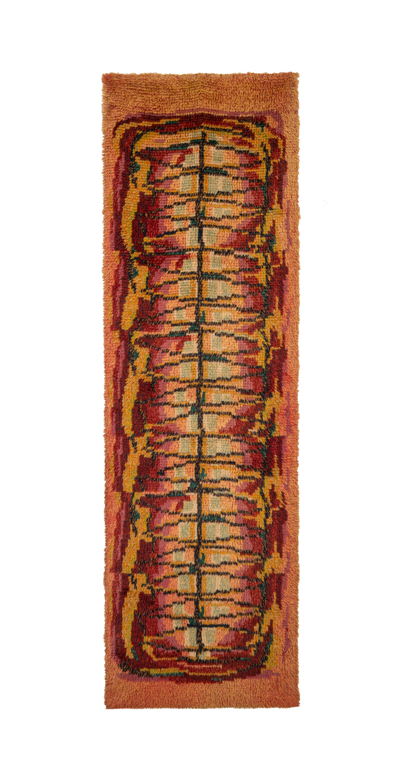 Vintage Scandinavian Rya Hallway Rug 8'4" x 2'7"
