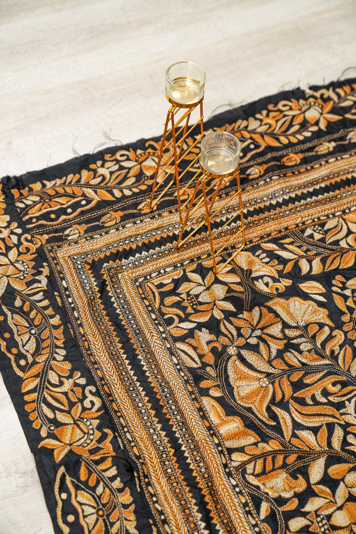 Vintage South ASIAN Needle Embroidery Textile 3'7" x 3'5"