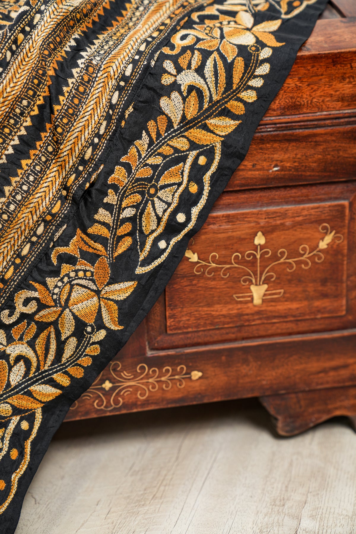 Vintage South ASIAN Needle Embroidery Textile 3'7" x 3'5"