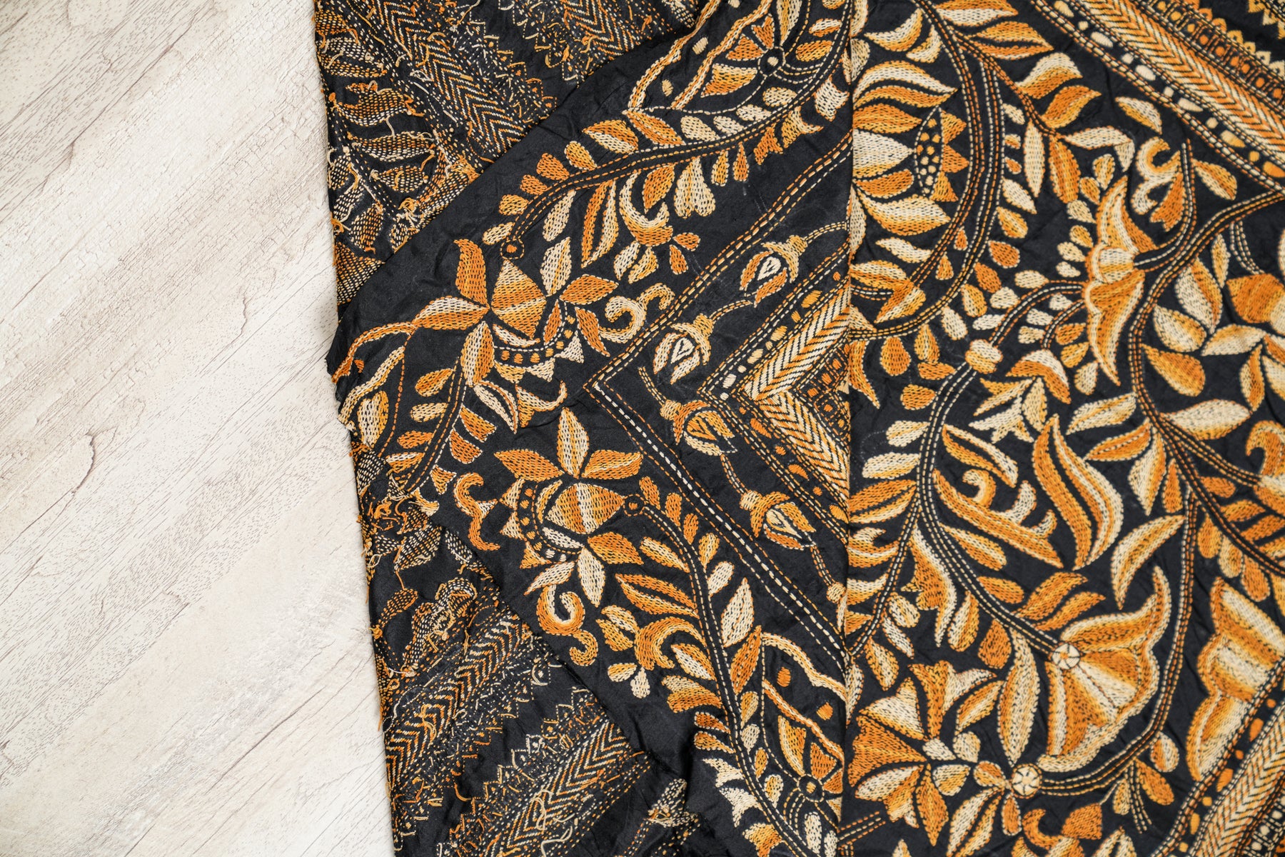 Vintage South ASIAN Needle Embroidery Textile 3'7" x 3'5"