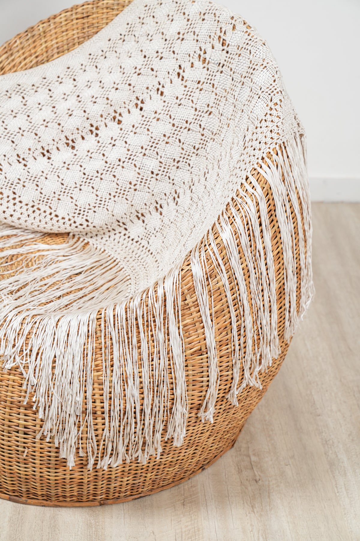 Vintage European Silk Macramé Textile 4'8" x 2'5"