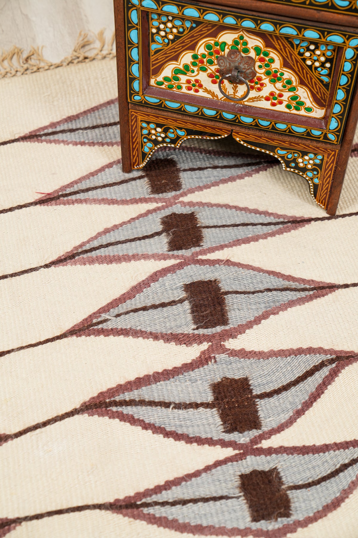 Vintage African Lesotho Mohair Kilim 4'6" x 3'