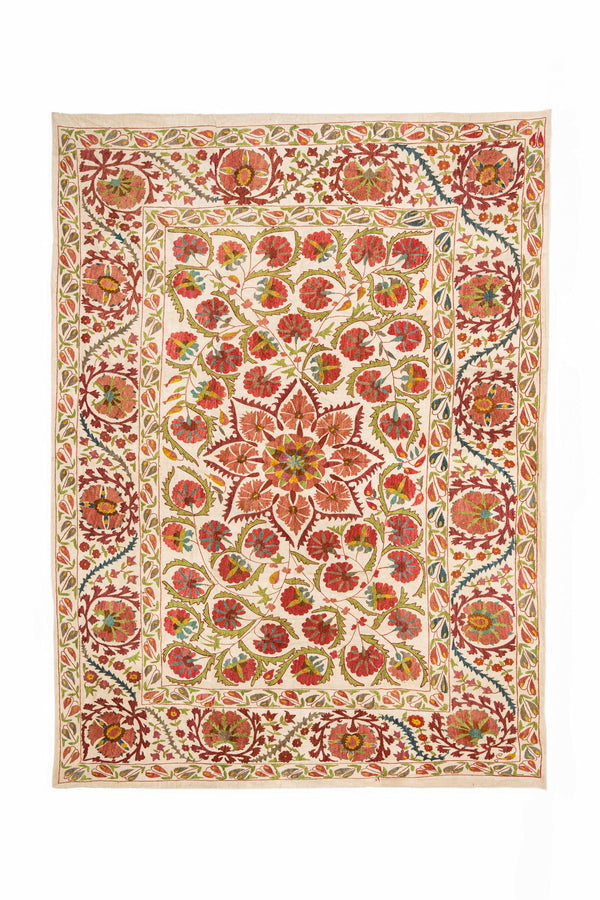 Vintage Uzeb Suzani Embroidery 6'7" x 4'10"