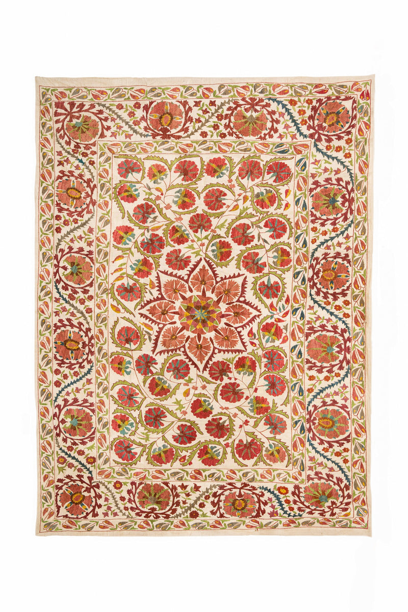 Vintage Uzeb Suzani Embroidery 6'7" x 4'10"