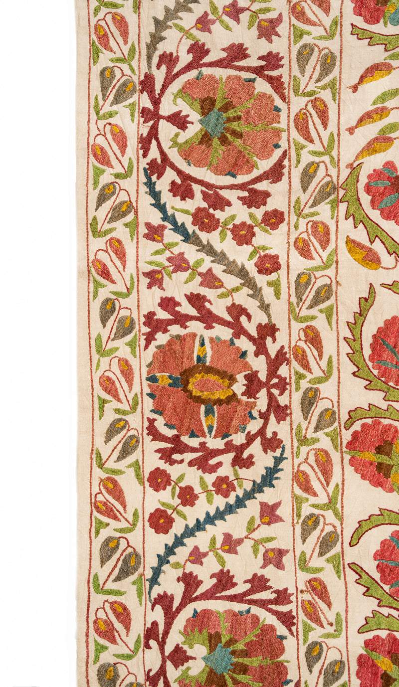 Vintage Uzeb Suzani Embroidery 6'7" x 4'10"