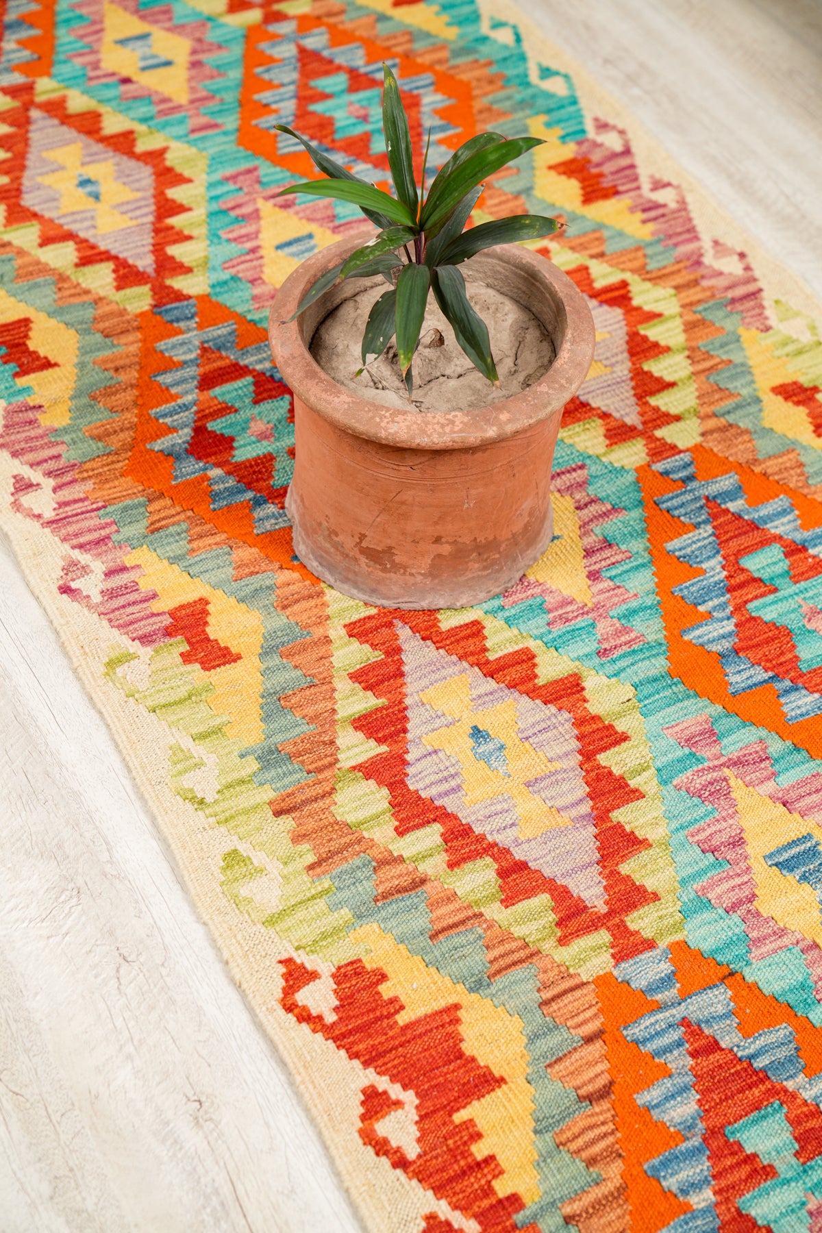 contemporary Kazak hallway Kilim 9'10" x 2'10"