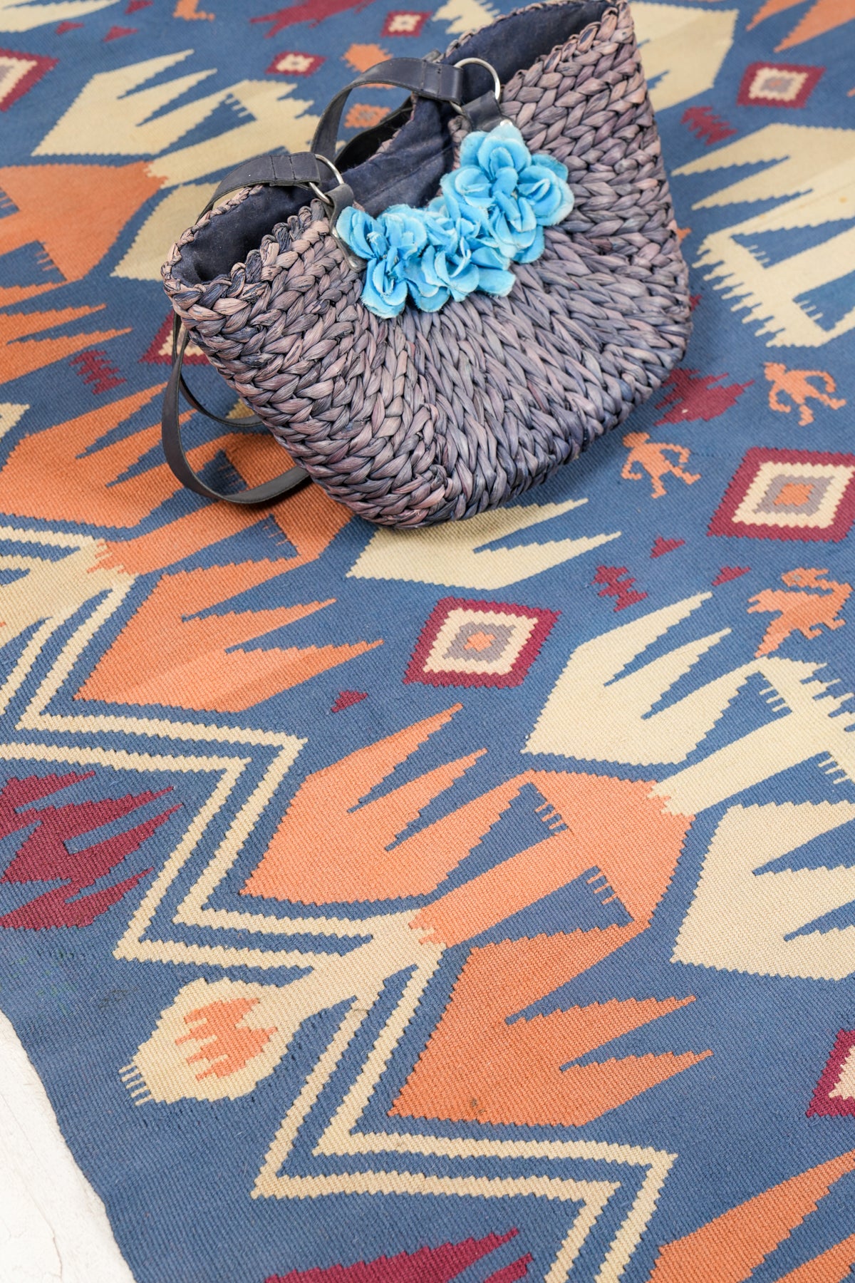 Vintage Scandinavian modernist  Kilim Rug 8'9" x 4'2"
