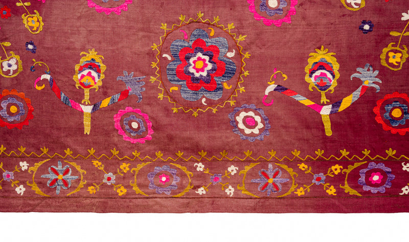 Vintage Uzbek Suzani Textile 7'2" x 5'3"