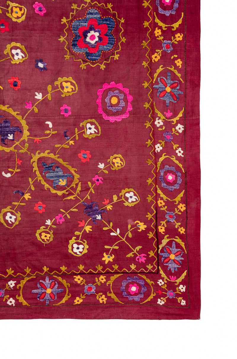 Vintage Uzbek Suzani Textile 7'2" x 5'3"