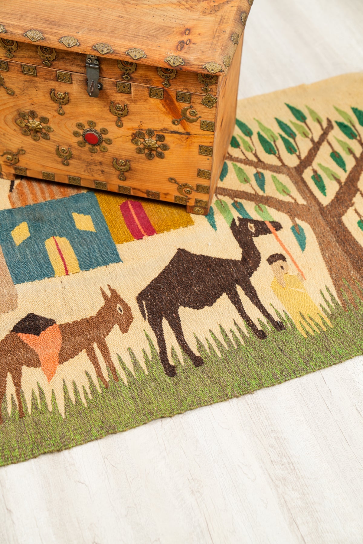 Vintage Egyptian Folk Tapestry 7'8" x 2'3"