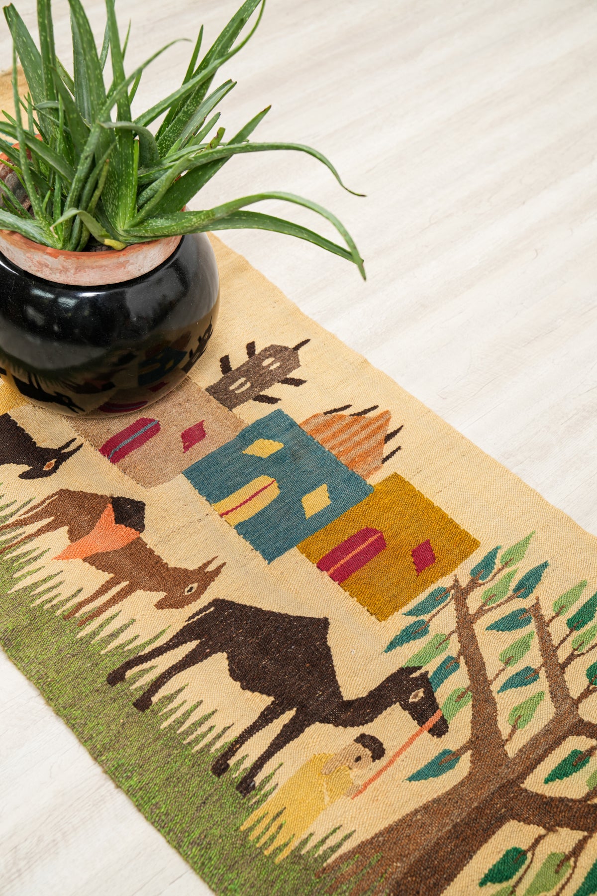 Vintage Egyptian Folk Tapestry 7'8" x 2'3"