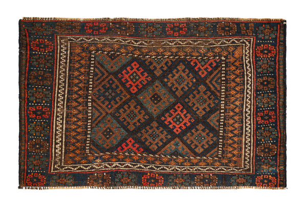 Antique Kurdish Tribal Bag Face Rug 3'5" x 2'1"