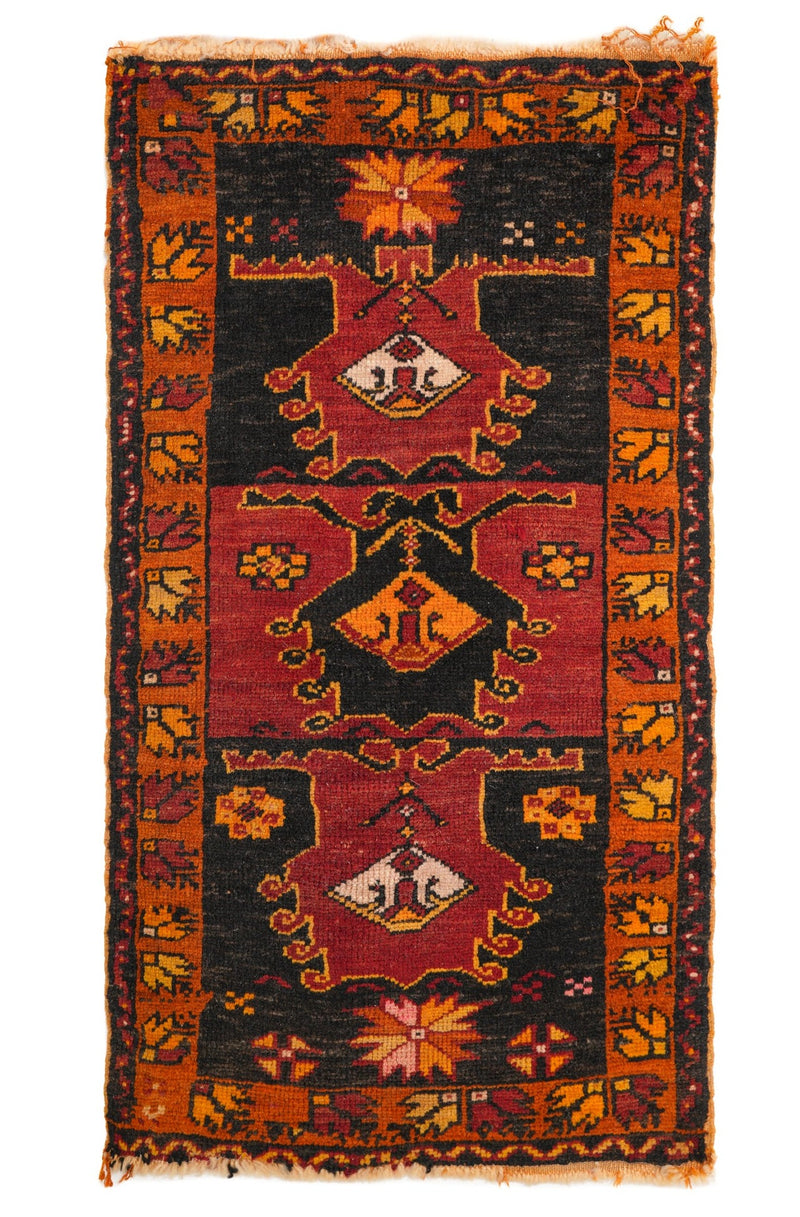 Vintage Turkish Tribal Rug 3' x 1'7"