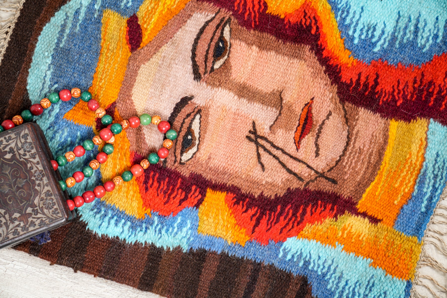Vintage Scandinavian Portrait Tapestry 2' x 1'7"