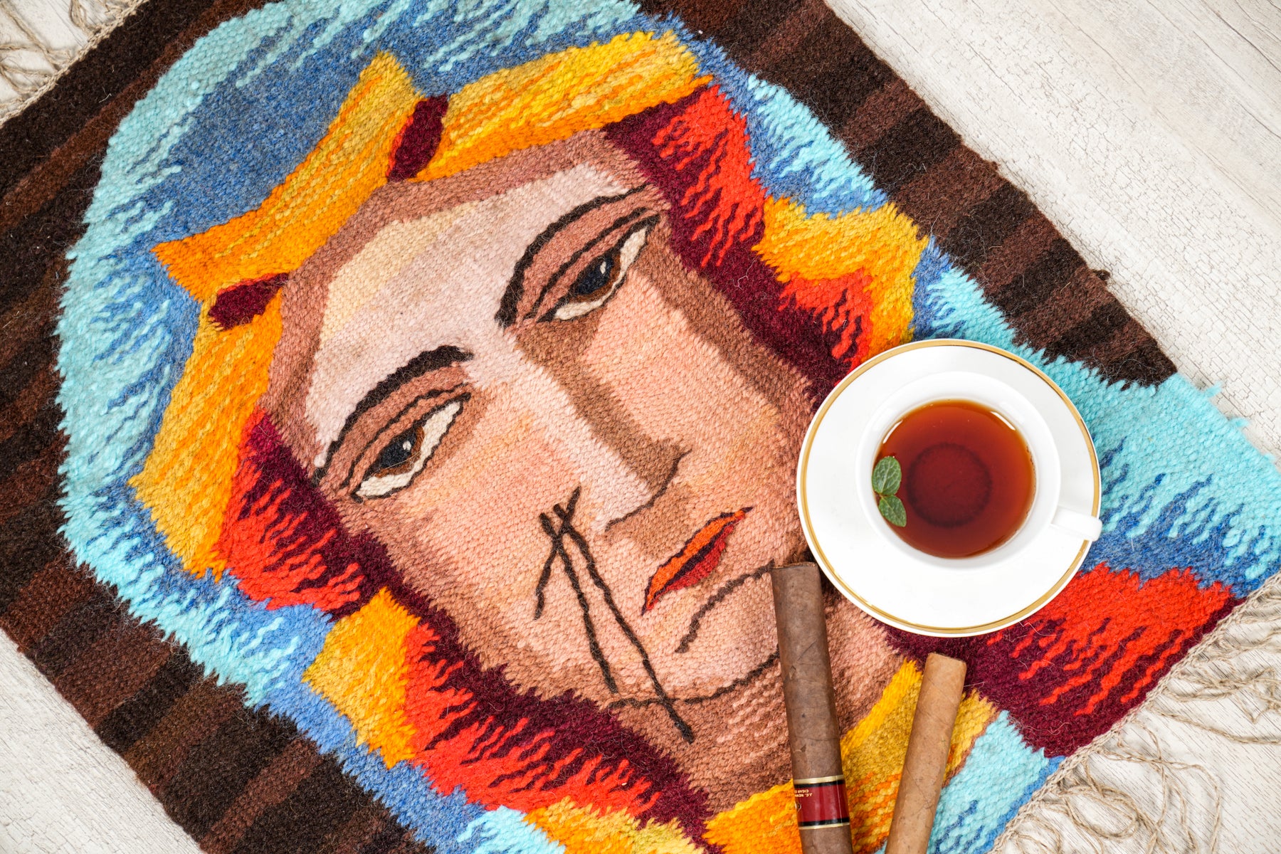 Vintage Scandinavian Portrait Tapestry 2' x 1'7"