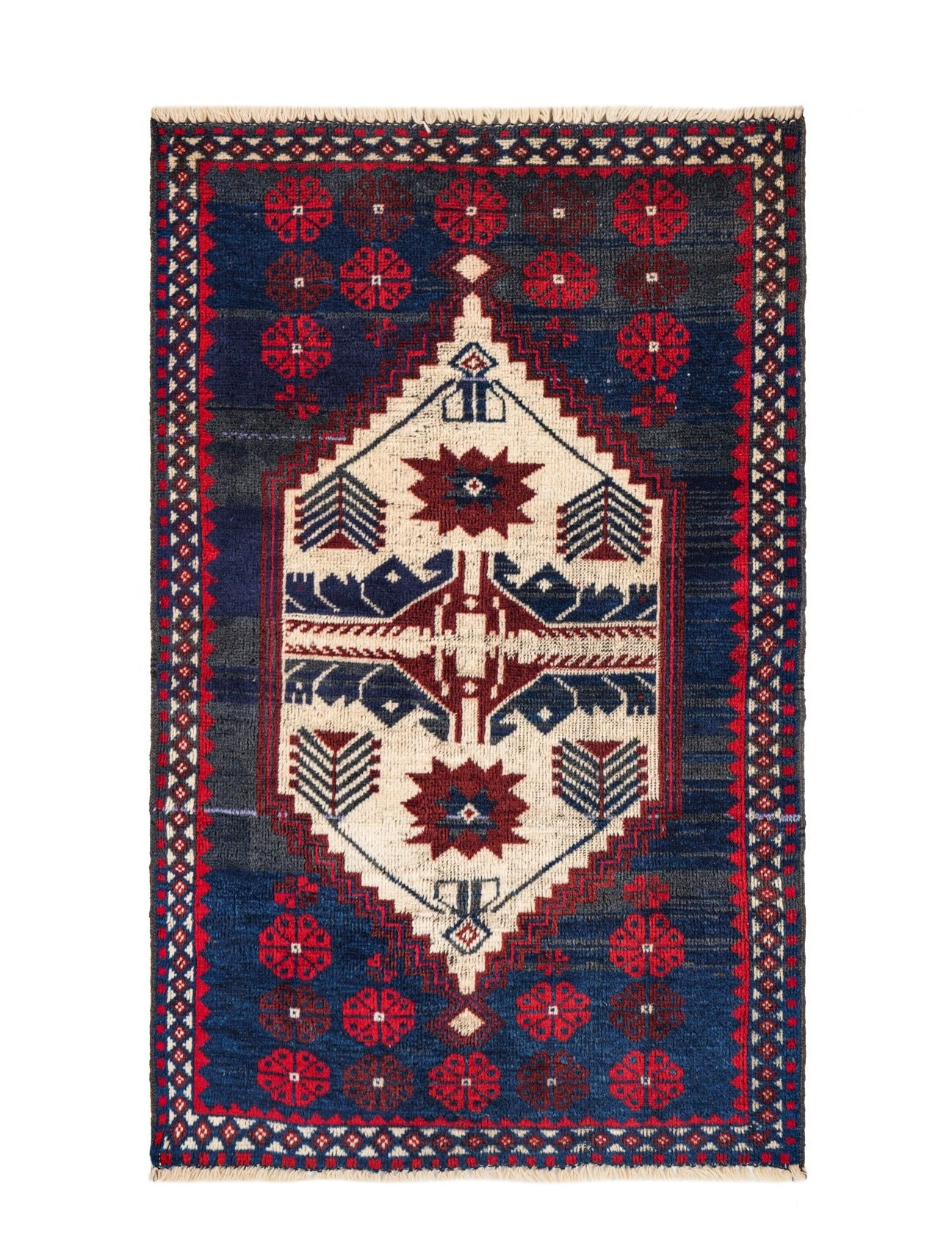 Vintage Turkish Yagcibedir Yoruk Rug 4' x 2'6"