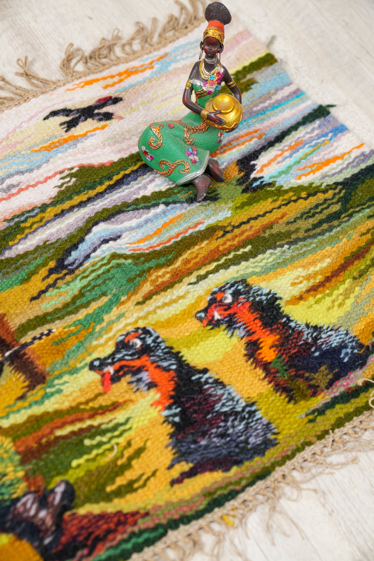 Vintage Scandinavian tapestry 2'5" x 1'5"