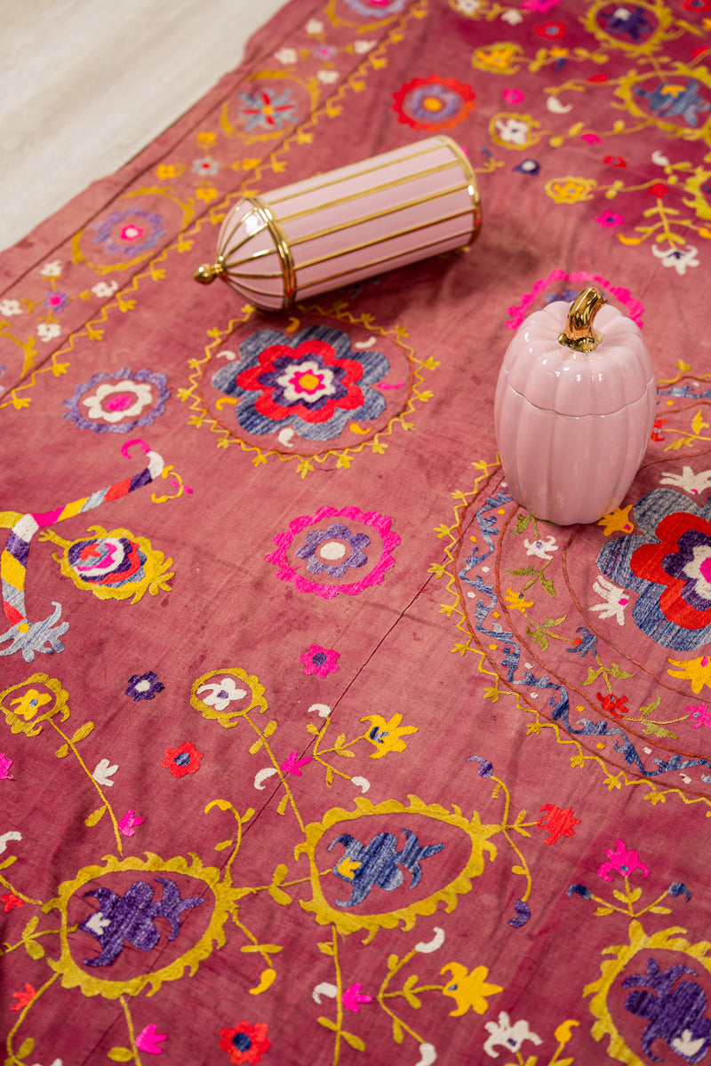 Vintage Uzbek Suzani Textile 7'2" x 5'3"