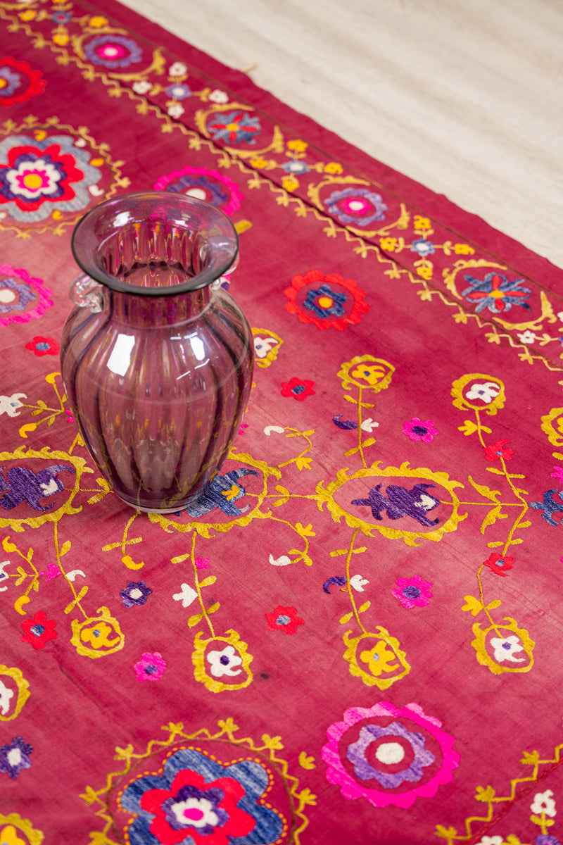 Vintage Uzbek Suzani Textile 7'2" x 5'3"