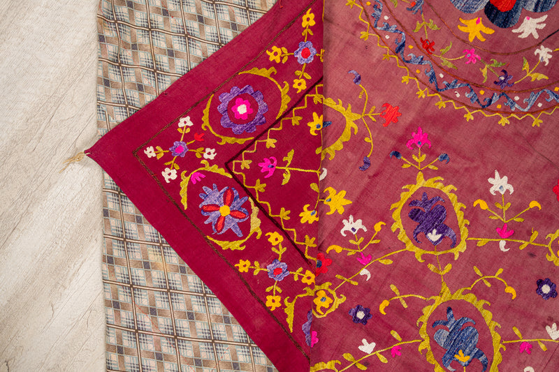 Vintage Uzbek Suzani Textile 7'2" x 5'3"