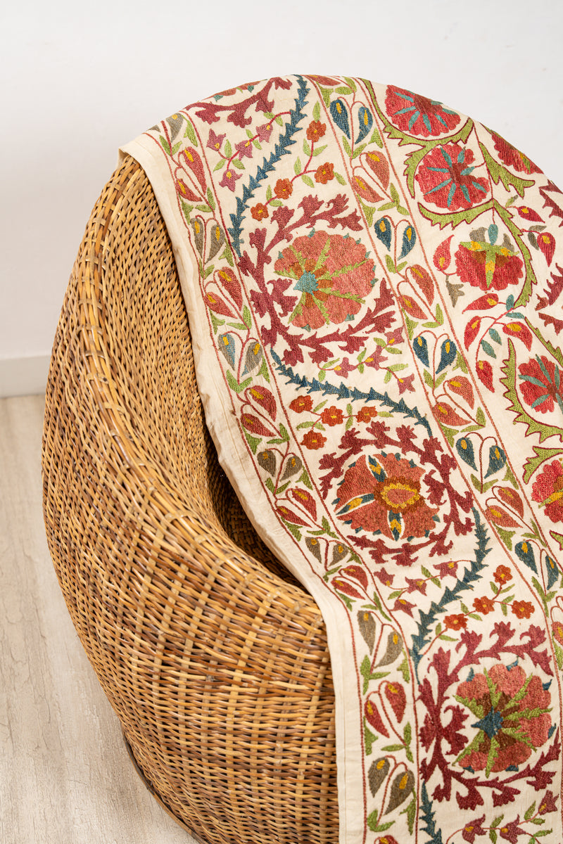Vintage Uzeb Suzani Embroidery 6'7" x 4'10"