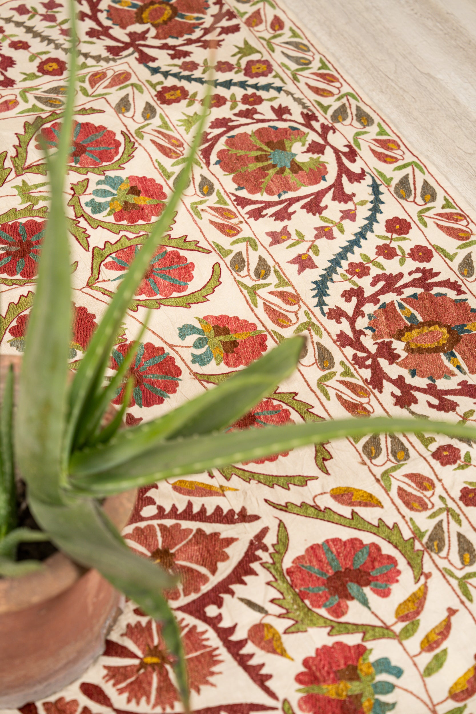 Vintage Uzbek Suzani Embroidery 6'7" x 4'10"