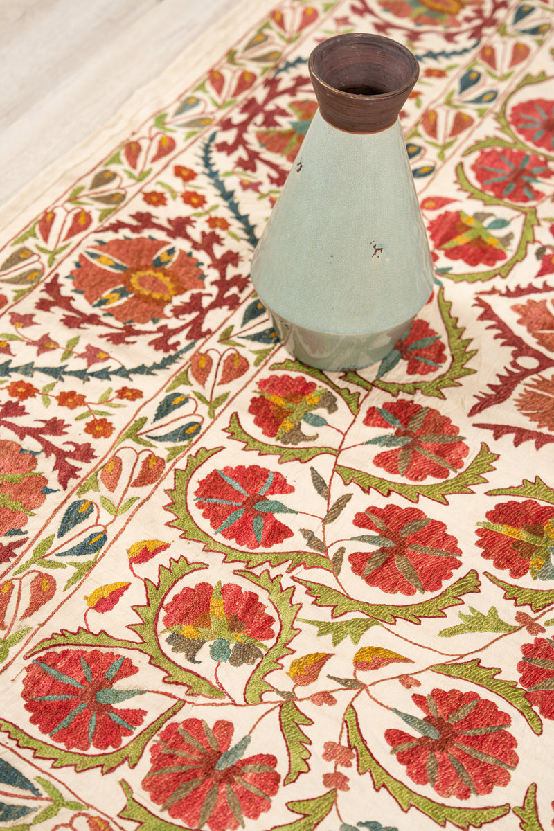 Vintage Uzeb Suzani Embroidery 6'7" x 4'10"