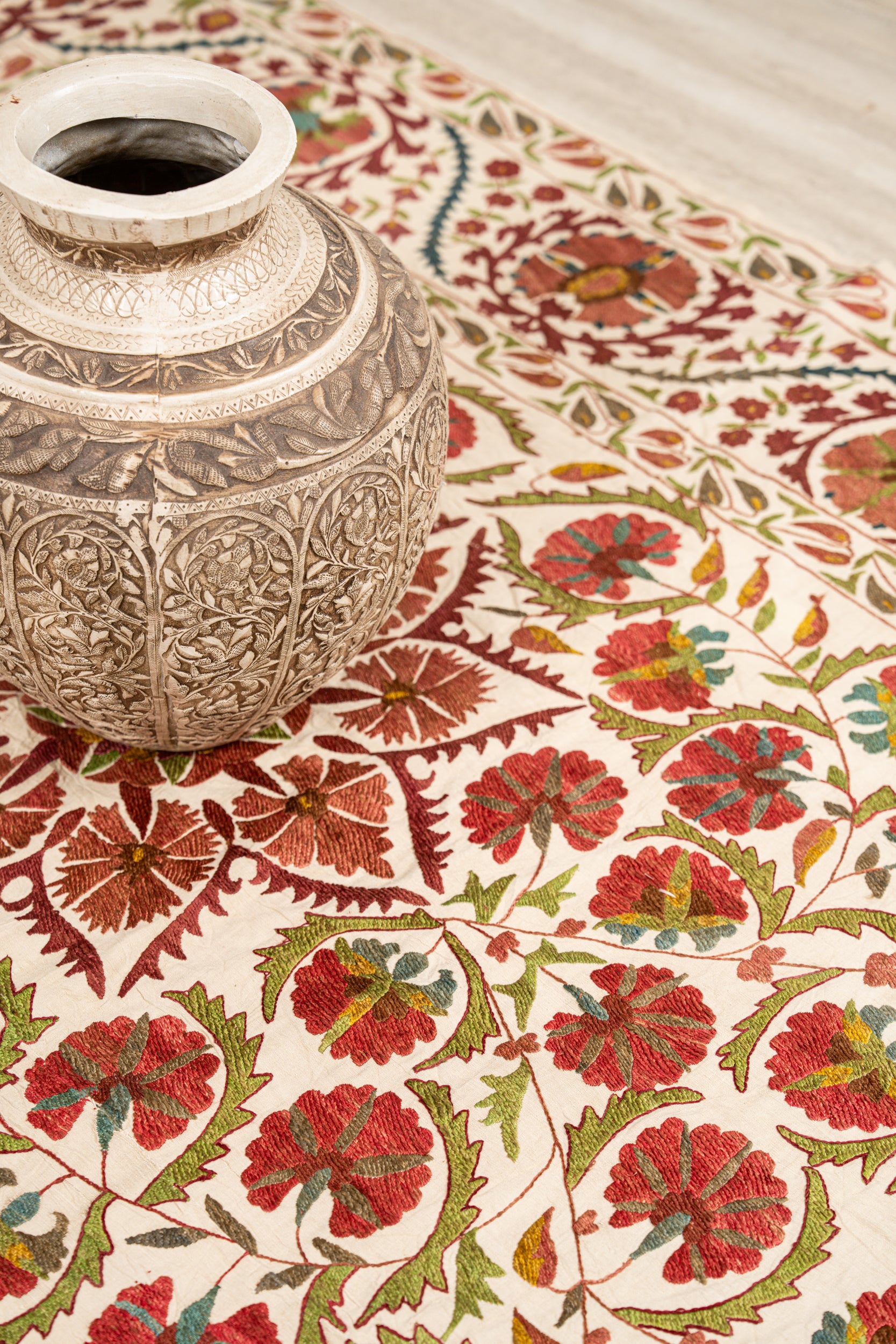 Vintage Uzbek Suzani Embroidery 6'7