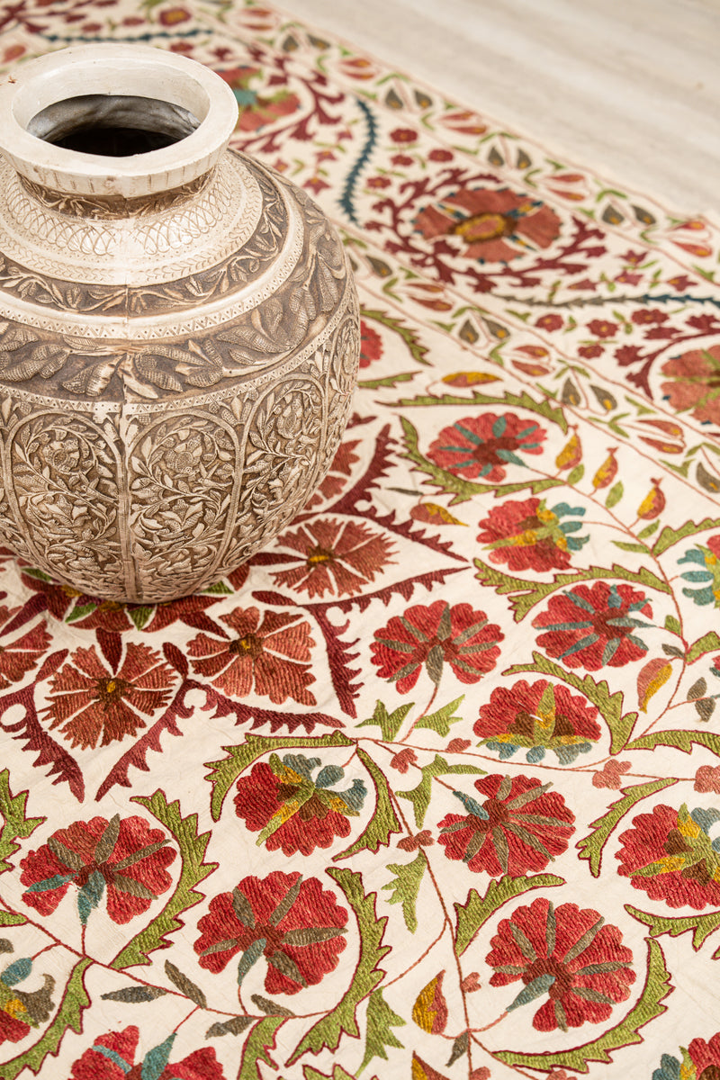 Vintage Uzeb Suzani Embroidery 6'7" x 4'10"