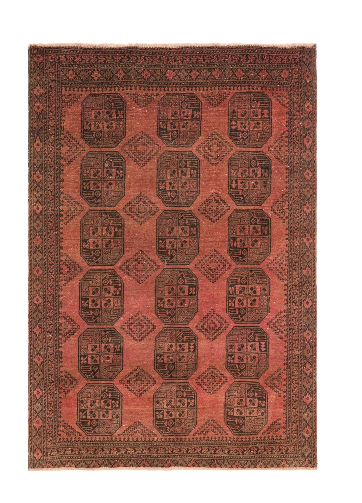 Vintage Turkoman Elephant Foot Rug 7' x 4'10"