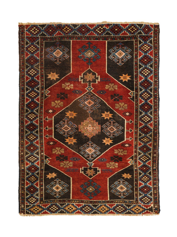 Antique Caucasian Kuba tribal rug 4' x 3'