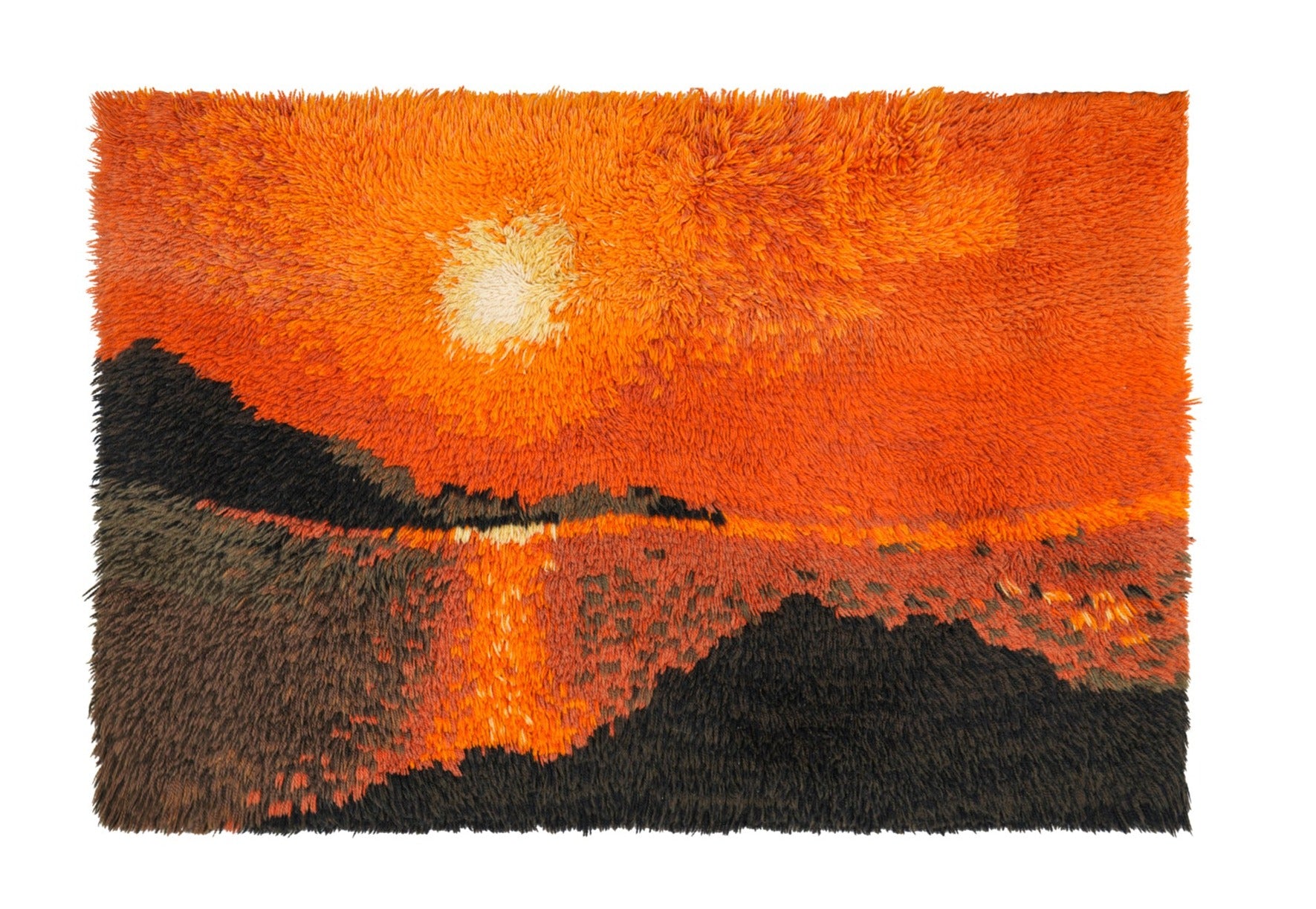 Vintage Scandinavian Rya Rug  3'9' x 2'6" (SUNSET)