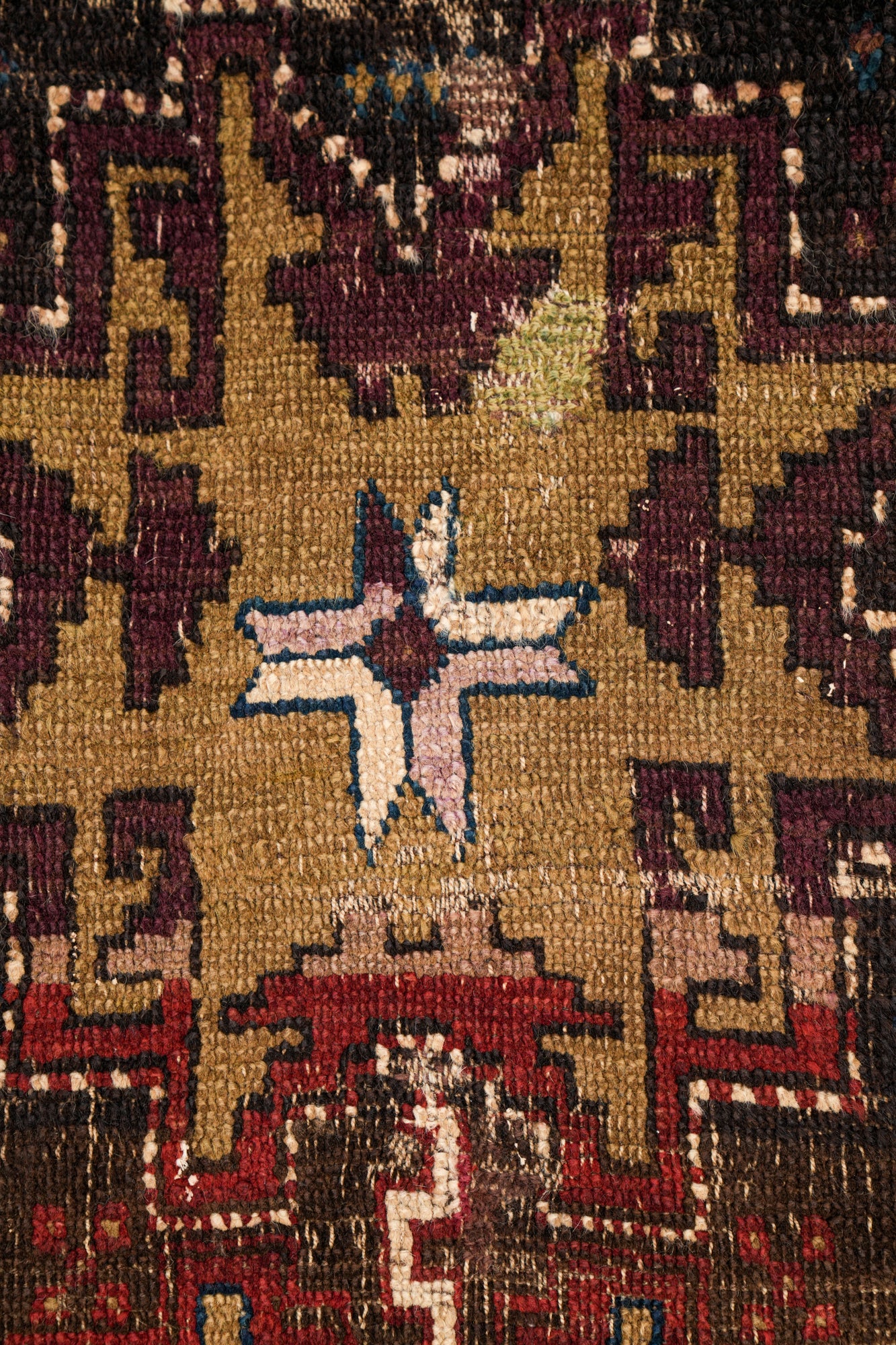 Antique Caucasian Lesghi Rug 3'7" x 2'7"