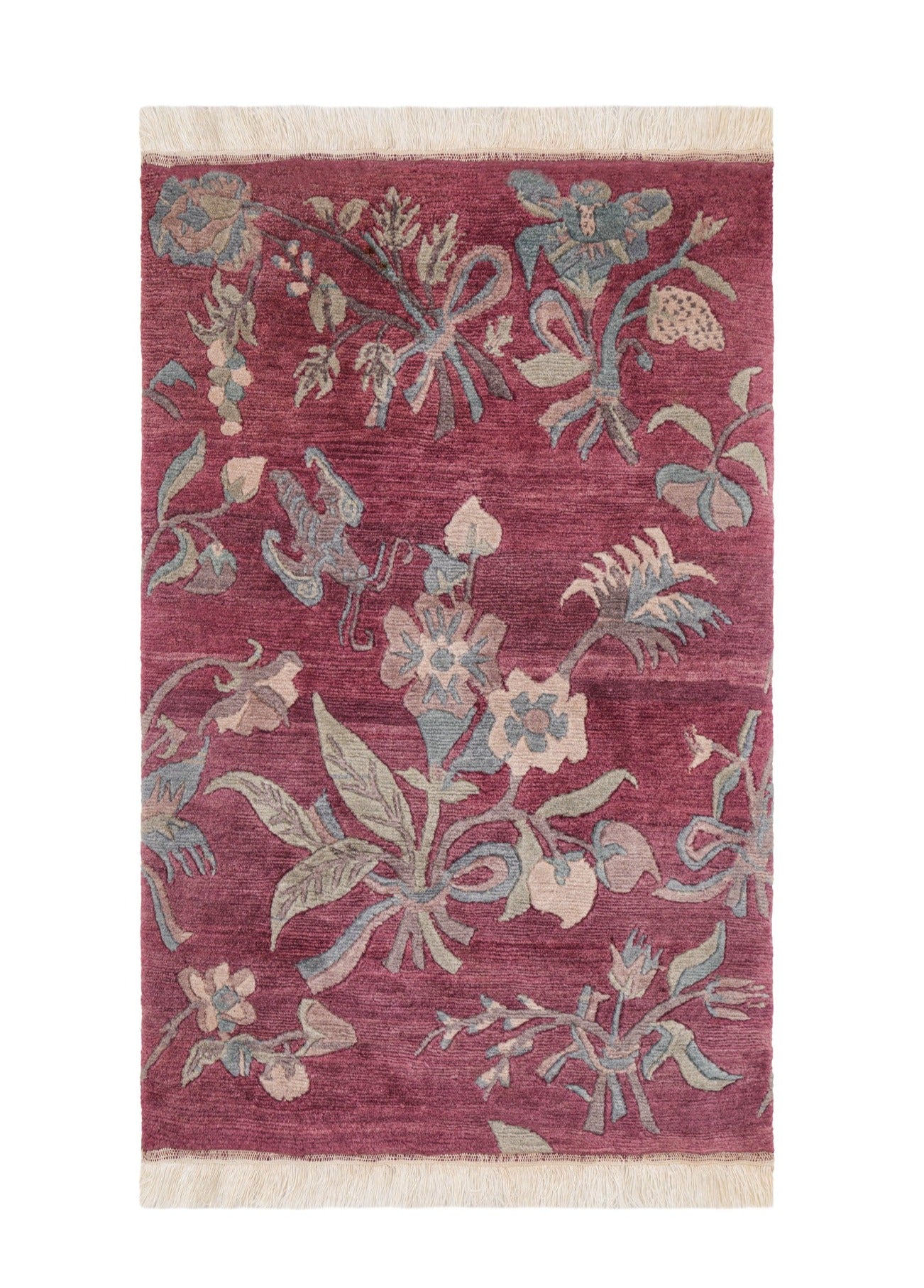 Vintage Tibetan floral rug 3'2" x 2'1"