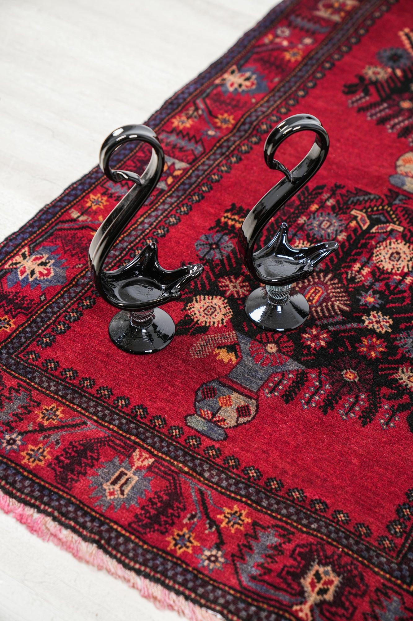 vintage baloch vase rug 4'8" x 2'9"