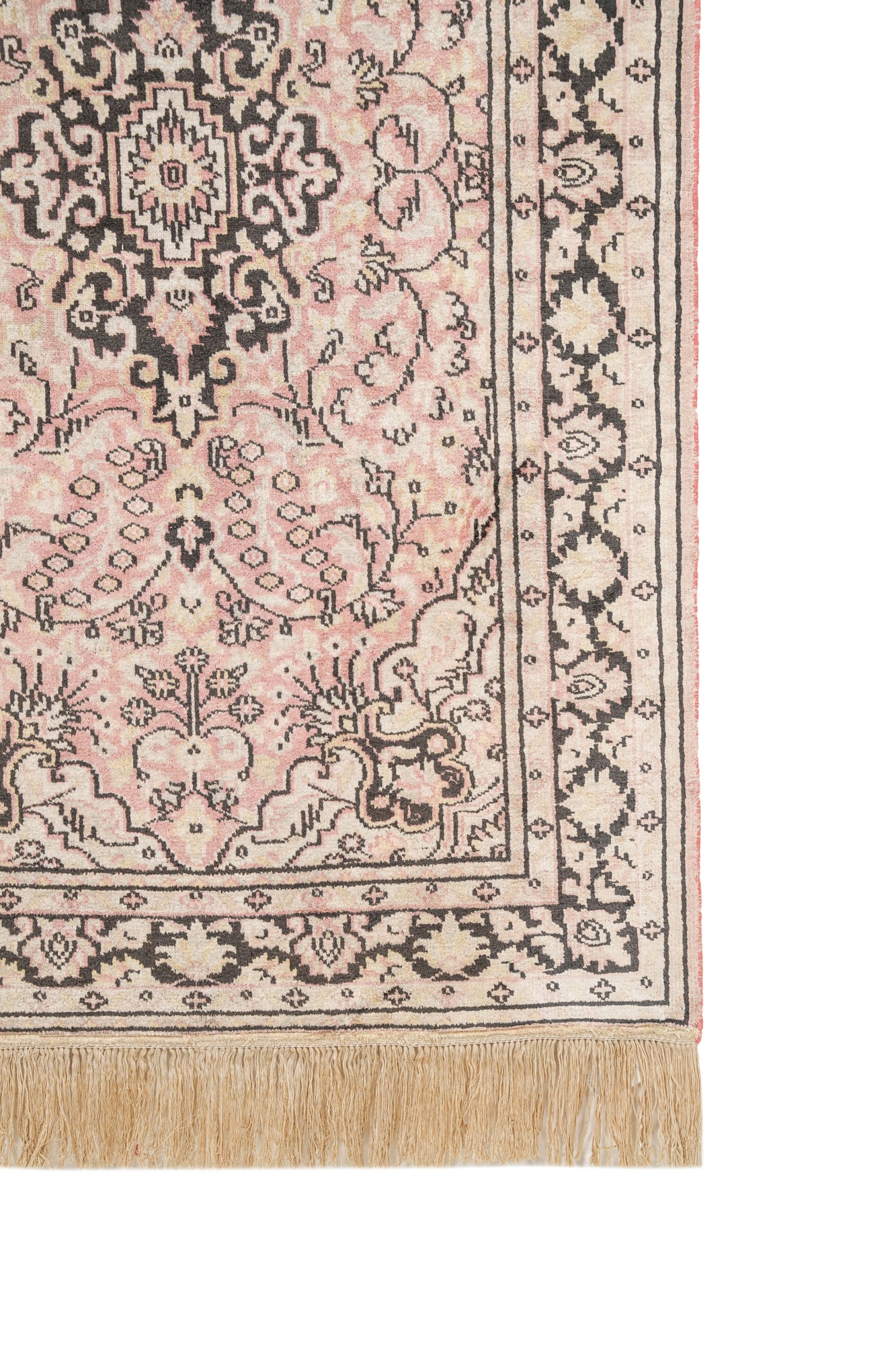 Vintage Kashmiri Silk Rug 4'10" x 2'10"