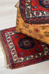 Vintage Turkish Ezine Bergama table Rug pair 17" x 15" each