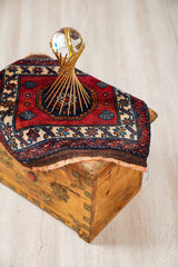 Vintage Turkish Ezine Bergama table Rug pair 17" x 15" each