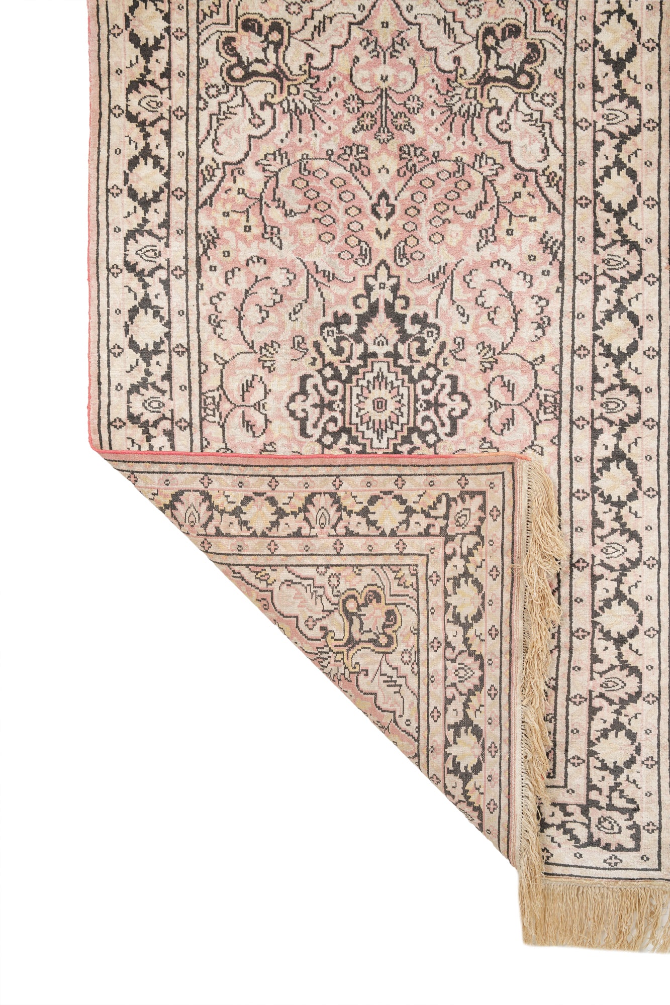 Vintage Kashmiri Silk Rug 4'10" x 2'10"
