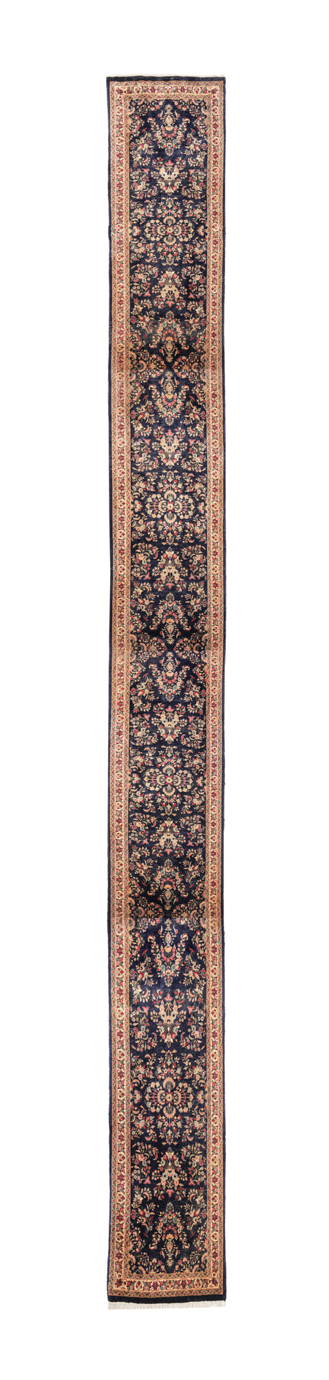 Vintage Pakistani Floral Hallway Rug 23' x 2'6"