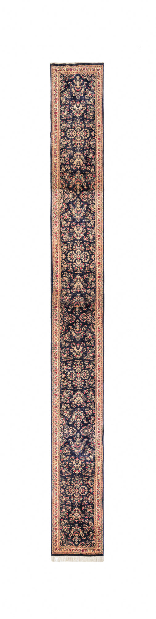 Vintage Pakistani Floral Hallway Rug 23' x 2'6"