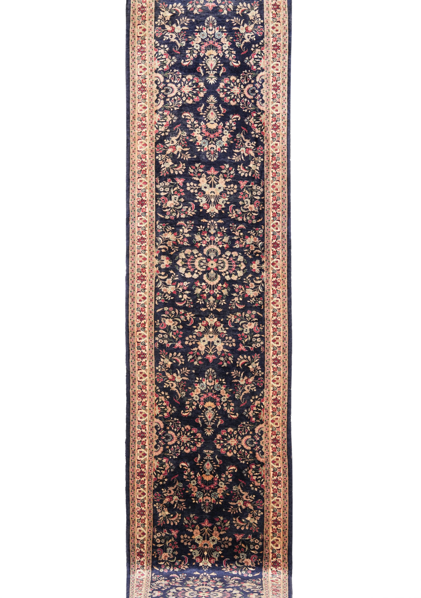 Vintage Pakistani Floral Hallway Rug 23' x 2'6"