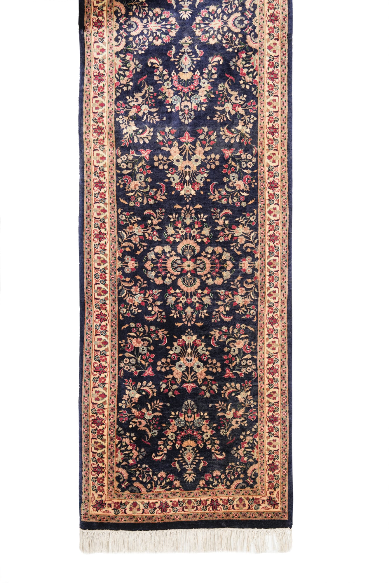 Vintage Pakistani Floral Hallway Rug 23' x 2'6"