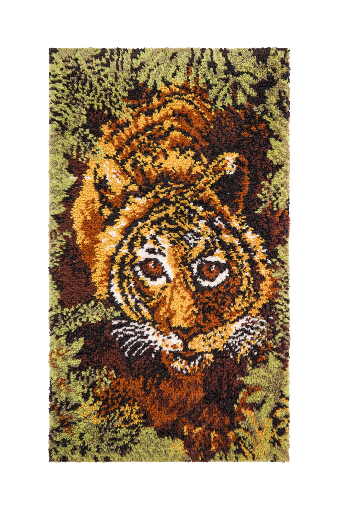 Vintage Scandinavian Latch Hook Rug 4' x 2'6"