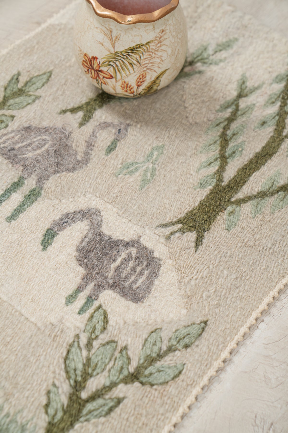 Vintage Swedish Natural Tapestry 1'7" x 1'2"