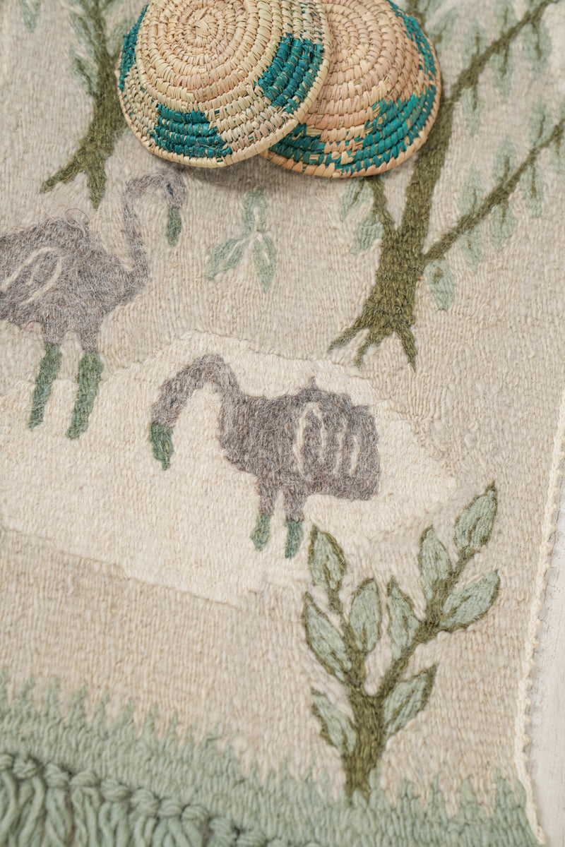 Vintage Swedish Natural Tapestry 1'7" x 1'2"