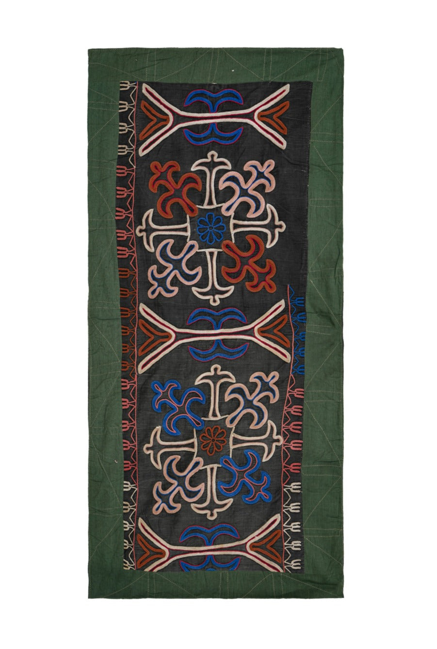 Antique Uzbek Lakai Silk Textile 3'7" x 1'8"